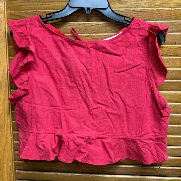 Altar'd State Red Ruffled Crop Top - Picture 4 of 4